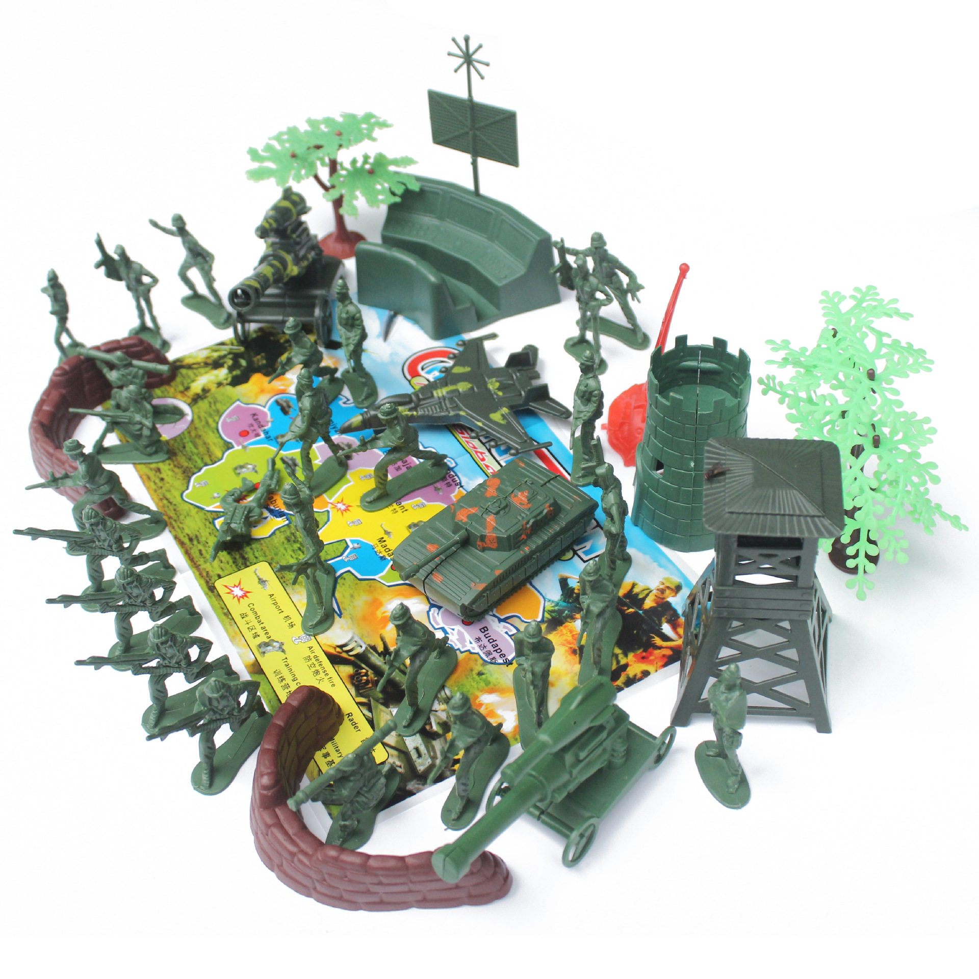 5cm小兵人套装37件套儿童军事打仗儿童沙盘益智玩具