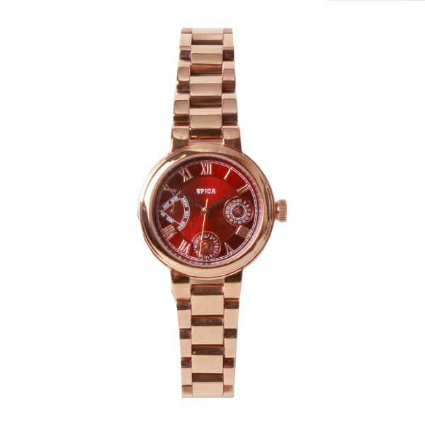日本代购spica玫瑰金圣诞限量小表盘三眼计时手表女士商务复古表_7折