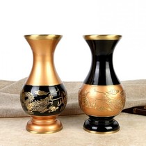 Taiwan pure copper brushed two-color Double Dragon Zhaocai vase Buddha Hall home decoration for Buddha flower water bottle tribute bottle