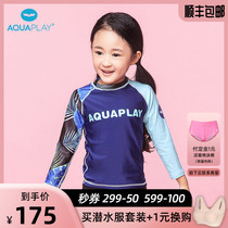 Korean AquaPlay childrens clothing diving suit sunscreen split long sleeve snorkeling dress womens print swimsuit quick-drying jellyfish coat