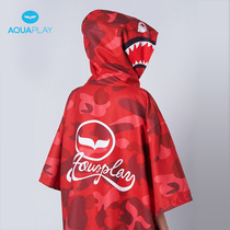 AquaPlay Diving quick-drying cape Swimming bathrobe Absorbent bath towel Red Shark Adult beach sunscreen blouse