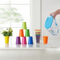 Lock lock lock water cup Seven-color rainbow cup Korean travel plastic glass Juice cup Seven-piece set of household teacups