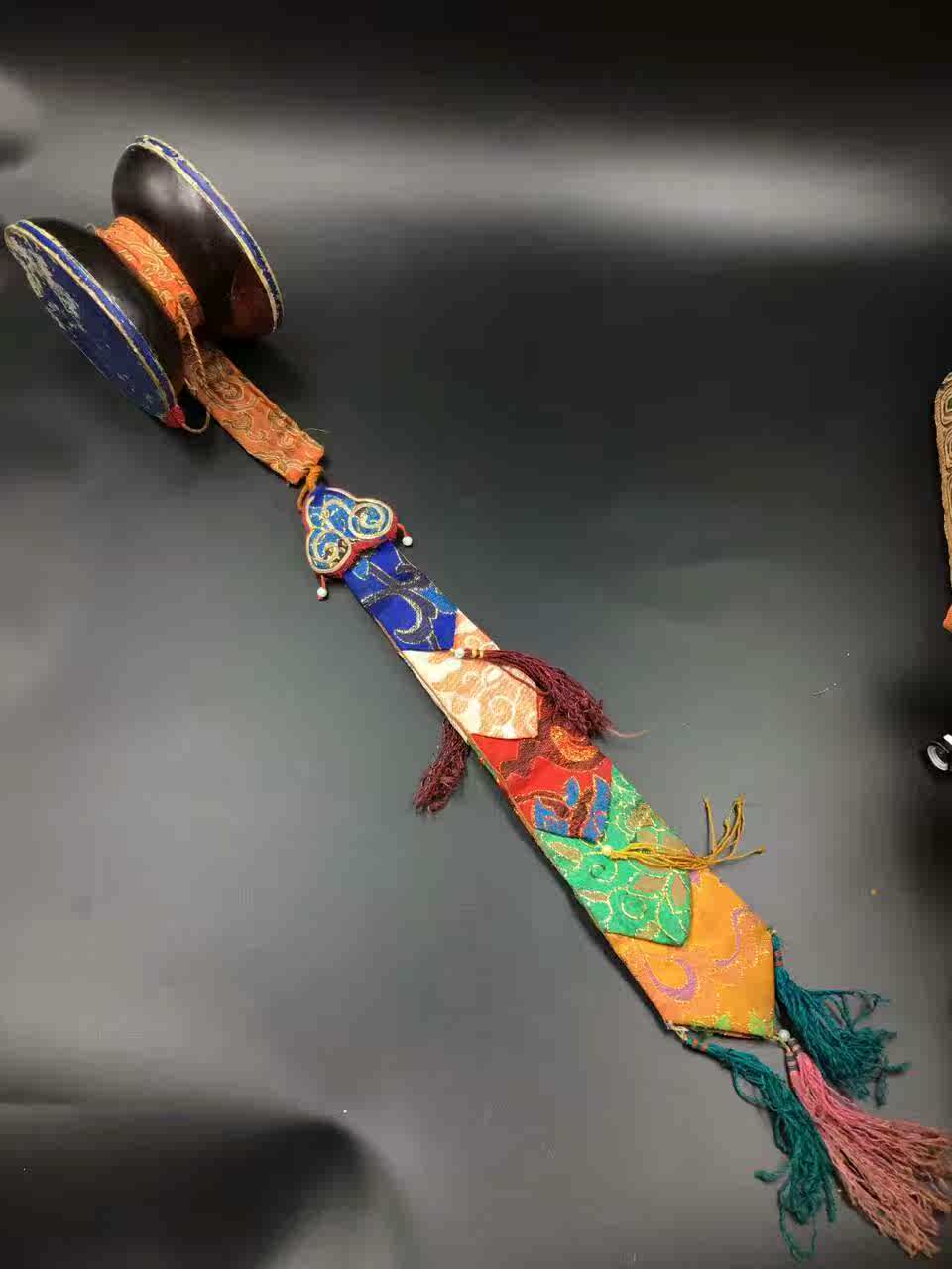 清代 庙用小叶紫檀达玛茹法鼓 11.7×8.5厘米 包浆油亮 光气好