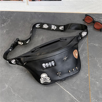 Personality super fire rivet fashion chest bag street couples pocket men's and women's tide brand ghost head shoulder bag satchel disco bag