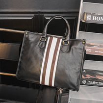 Han Edition Mens Bau Inlan handbag Striped Striped Hit Color Retro Mens Bag Casual Business Single Shoulder Bag Briefcase New