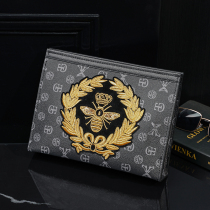 Personality embroidery pattern clutch bag tide brand fashion new mens bag horizontal section leather envelope bag clutch bag ipad bag