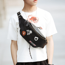 Tide men small bag outdoor leisure small pocket retro small backpack tide bag Korean mens bag mens medal small chest bag