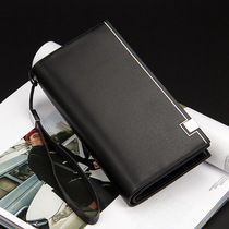 Business boys holding wallets trendy leather long wallets leisure street mobile phone wallets wrist wallet