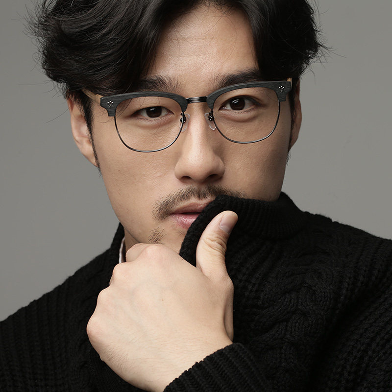 藤井太郎 复古半框眼镜框板材加金属大框眼镜架 近视眼睛框男女潮_7折