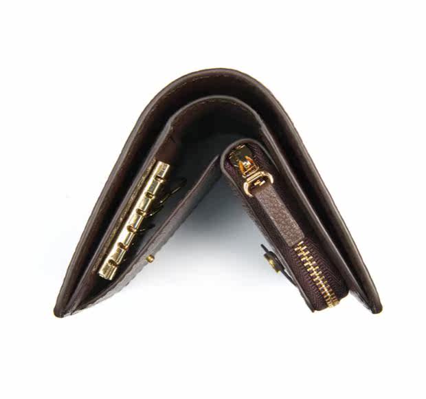 聚变原创手工皮具 黑色鲨鱼皮竖款短钱包(钥匙零钱袋版) 真皮定制_双