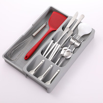 Multipurpose functional knife fork containing box rice spoon finishing frame spoon-ready retractable multi-grid box spoon containing frame