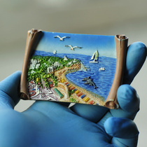 Ding Dong Tang World tourist souvenir gift travel back sticker Resin creative refrigerator sticker Lone product European sea view