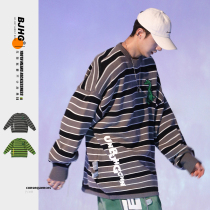 BJHG homemade autumn striped small dinosaur cute sweater mens Tide brand color European and American casual loose knitwear Special