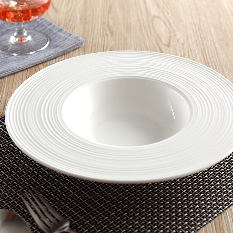 高档意大利面盘 草帽盘11英寸西餐汤盘 飞碟盘意面盘深盘西式汤盘