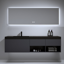 Designer Twin Basin Modern Minimalist Rock Board Integrated Bath Cabinet Combined Toilet Wash Terrace Washbasin 1 7