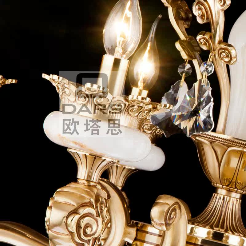 开元帝美施维利亚南威伦斯风奢华艺术全铜玉石水晶蜡烛吊灯饰