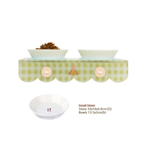 New cute plaid series pet dog bowl pet rice bowl tableware clean and hygienic easy to clean
