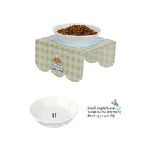 Original trendy brand cute plaid series pet dog bowl ceramic bowl simple fashion clean and easy to clean