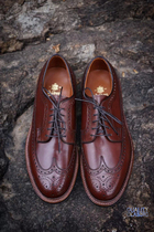 Domestic spot Alden Long Wing thin colored calfskin low carved men Derby leather shoes