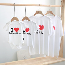 Parent-child new T-shirt summer dress year old family of three baby fashion love mother and daughter plus size fat mother 200kg
