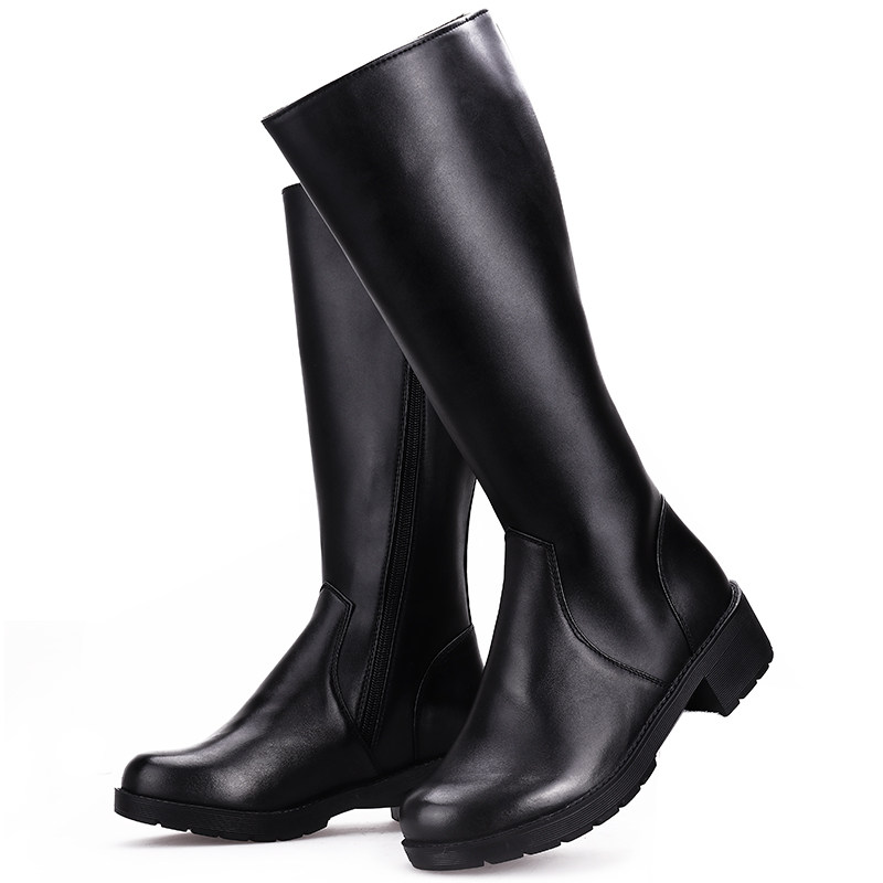 正品阅兵靴长靴子冬季女2016新款潮流马靴女式皮靴真皮军靴高筒靴