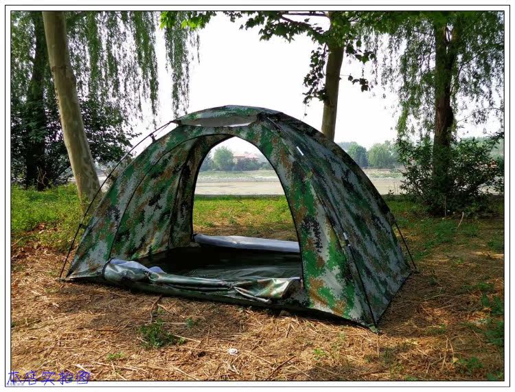 单兵帐篷 压胶帐篷 双门双纱迷彩单兵营 户外单人帐篷 拉练.