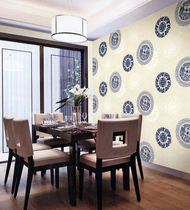Neoclassical blue and white porcelain non-woven wallpaper Chinese style teahouse tea bar wallpaper background wall