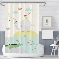 Cartoon shower curtain set bathroom IKEA thickened drop tarpaulin shower anti-mold-free shower shower partition curtain value