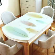 Oval tablecloth household pvc table mat waterproof anti-hot and oil-proof disposable telescopic folding table mat round tablecloth