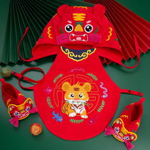 Embroidered Diy Handmade Material Bag Baby Baby Red Belly Bull year self-embroidered belted pure cotton tiger head Shoe head hat