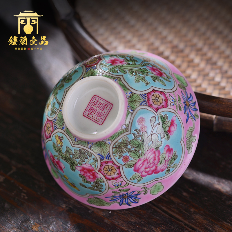 Jingdezhen hand - made to pastel pink flowers 盌 large manual master single cup tea bowl kung fu tea cups