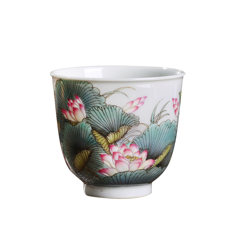 Jingdezhen ceramic all hand - made pastel lotus masters cup large bowl kung fu tea cup, tea cups