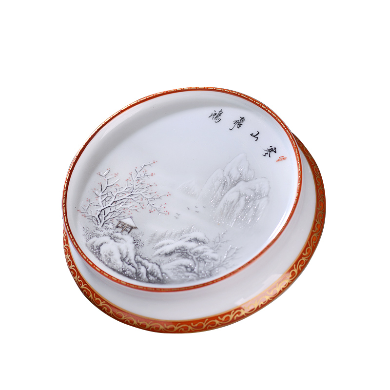 Jingdezhen ceramic see colour tea accessories all hand color ink cover rear lid cup pad kung fu tea taking with zero