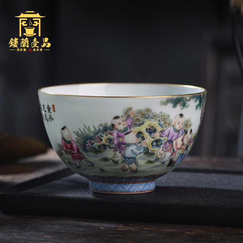 All hand - made pastel lad large master cup of jingdezhen ceramics kung fu tea set single cup home tea cup bowl