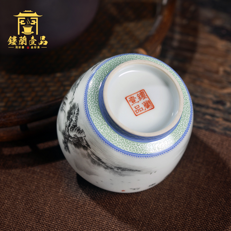 Jingdezhen ceramic hand - made color ink jiangnan spring scenery all masters cup personal kung fu ceramic tea set a single cup of tea cup