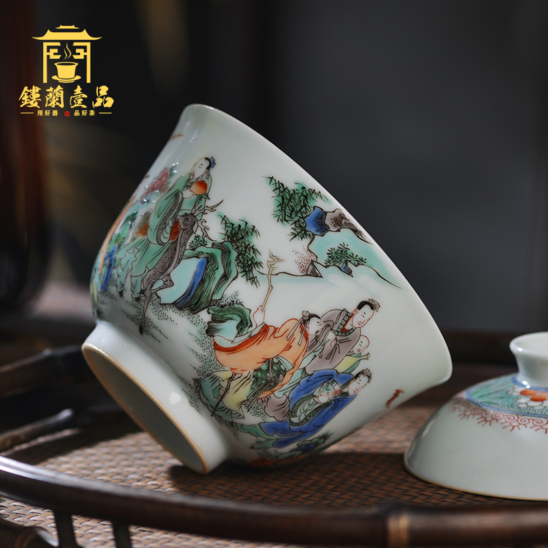 Jingdezhen ceramic hand - made colors) group of fairy will make tea tureen all three just two just tureen kung fu tea set