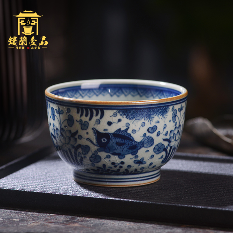 Jingdezhen ceramic hand - made all old clay on mackerel algal lines master cup large tea cup single cup bowl