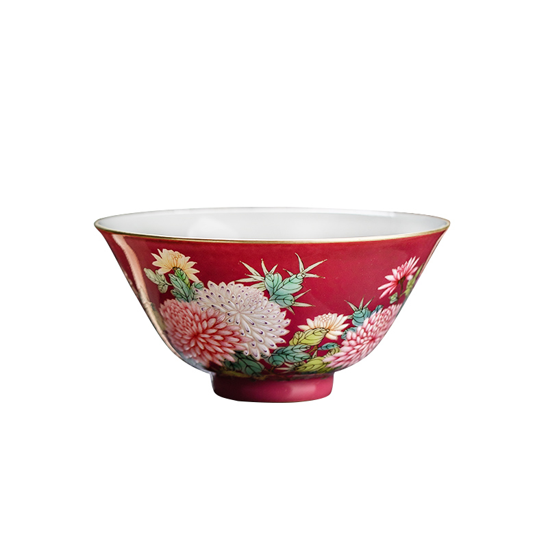 Jingdezhen ceramic all hand carmine by master cup kung fu tea tea cup bowl full personal single CPU