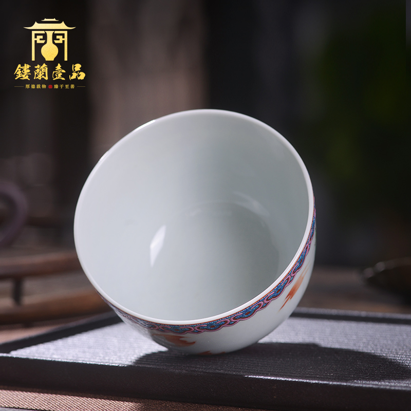 Jingdezhen ceramic all hand - made pastel live long and proper master cup large cups kung fu tea cup, bowl