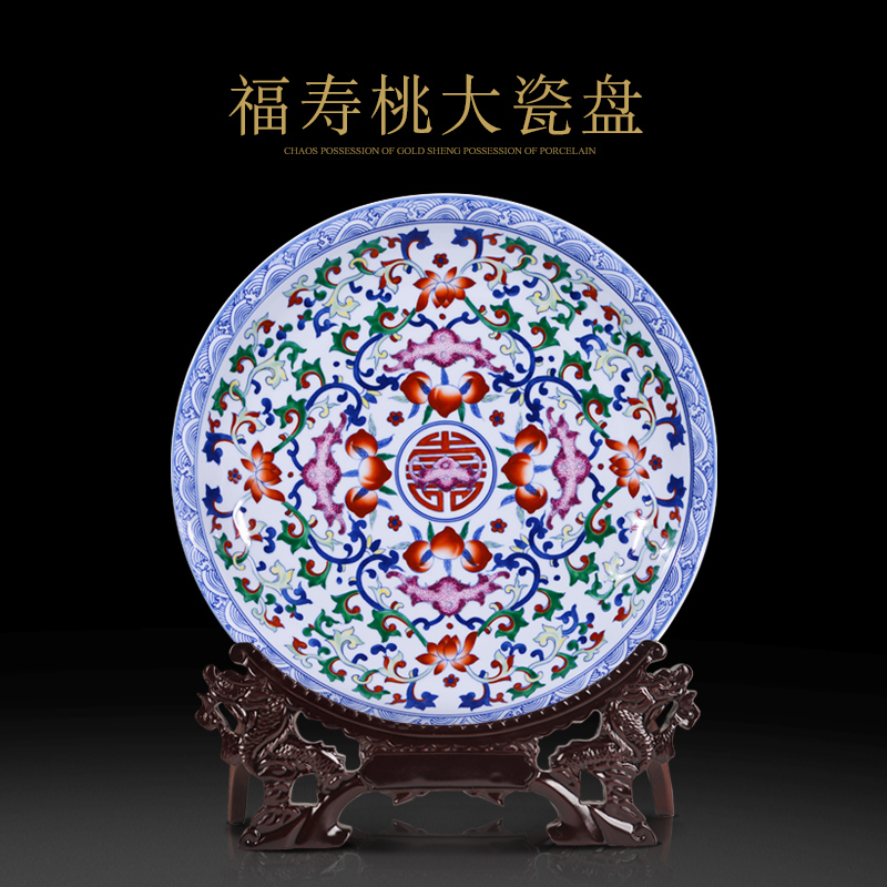 Jingdezhen ceramics imitation the qing qianlong hand - made of blue and white porcelain lotus flower porcelain Chinese hang dish hanging decorative furnishing articles
