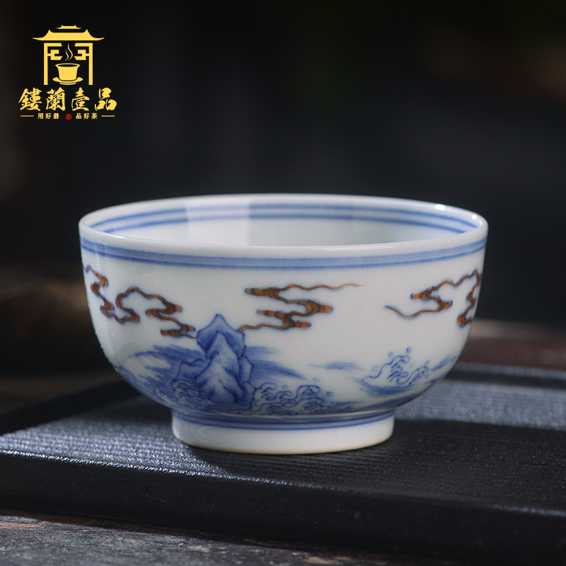 Jingdezhen ceramic all hand - made trill sunrise master cup large tea cup kung fu tea sample tea cup