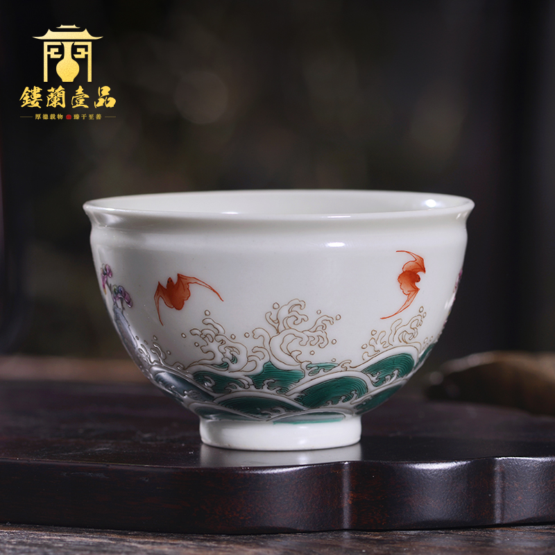 Hand - made pastel fukuyama ShouHai master cup of jingdezhen ceramic bowl sample tea cup cup kung fu tea set