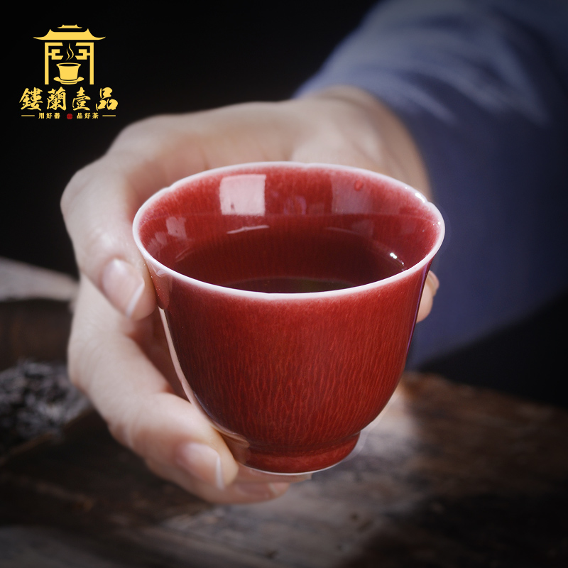 Jingdezhen up up with red glaze master cup single CPU female male individual sample tea cup high - grade ceramic cups. A single