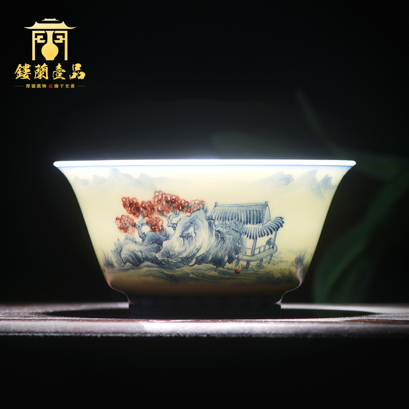 All hand - made porcelain of jingdezhen ceramics youligong landscape master cup personal kung fu tea set single cup tea cups