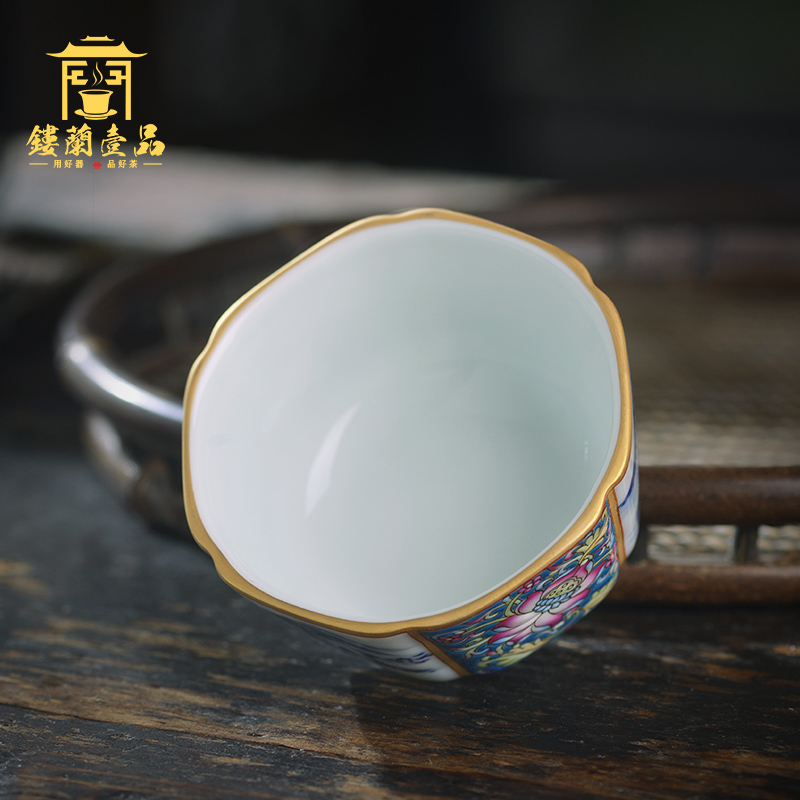 All hand - made colored enamel porcelain of jingdezhen ceramics landscape the six - party cup kunfu tea, tea cup of individual single CPU