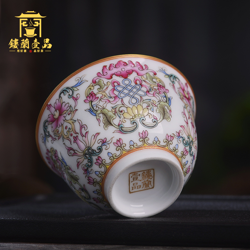 Jingdezhen ceramic all hand - made colored enamel in front master cup kung fu tea cup tea cup sample tea cup