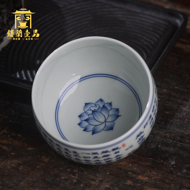 All hand - made porcelain of jingdezhen ceramics prajnaparamita heart sutra master cup large tea cup manual single CPU