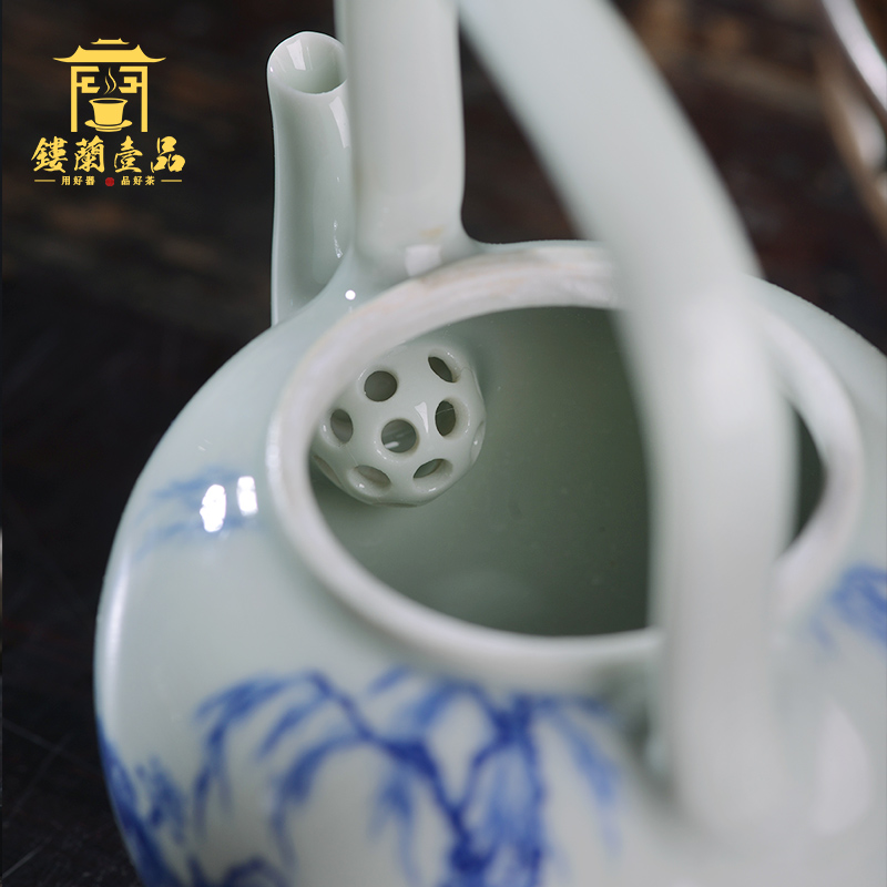 All hand pot of jingdezhen blue and white girlfriend girder ceramic tea set teapot large - capacity single pot, kettle