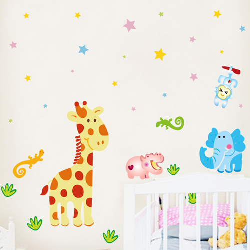 幼儿园墙壁上装饰墙纸贴画宝宝卧室儿童房间卡通动物可移除墙贴纸产品展示图4