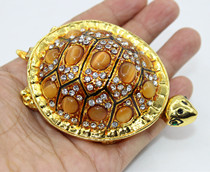 Alloy insert drill small gold tortoise Ornament Pendulum with box European-style Home Decorative Pendulum to send man the golden tortoise